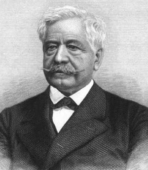 Der Erbauer des Panamakanals: Ferdinand de Lesseps. Das Schwarz-Weiß-Foto zeigt Lesseps mit schütterndem Haar und Anzug. Alter: Etwa 60 Jahre