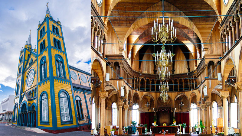 Die Kathedrale St. Peter und St. Paul von Paramaribo beindruckt durch seine schlichte und bunte Holzfassade. Auch das Innenschiff der Kirche ist mit Holz verziert.